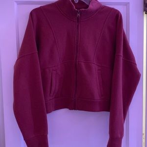 Dark red zip-up sweatshirt